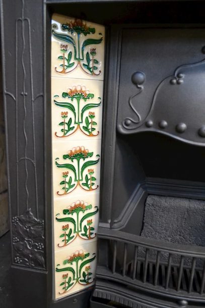 Art Nouveau Tiled Combination with Ivy detail 3099TC - Oldfireplaces