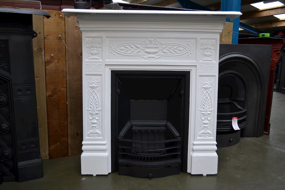 Victorian Cast Iron Painted Fireplace, Victorian Cast Iron Fireplace Surround