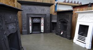 Art Nouveau Fireplace in Showroom - Antique Fireplace Company