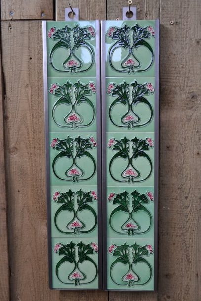 Pink and Green Fireplace Tiles R002 - Oldfireplaces