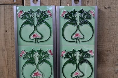 Pink and Green Fireplace Tiles R002 - Oldfireplaces