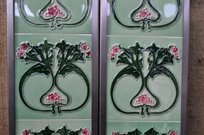 Pink and Green Fireplace Tiles R002 - Oldfireplaces