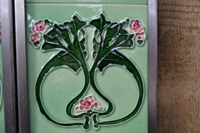 Pink and Green Fireplace Tiles R002 - Oldfireplaces