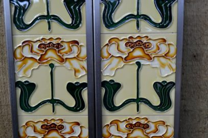 Stylised Tan Flower Reproduction Fireplace Tiles R034 - Oldfireplaces
