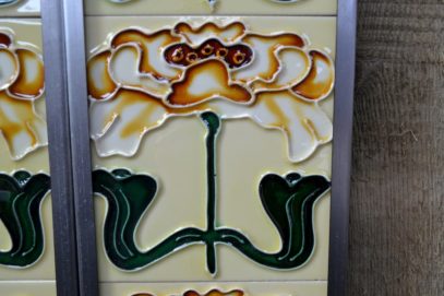Stylised Tan Flower Reproduction Fireplace Tiles R034 - Oldfireplaces