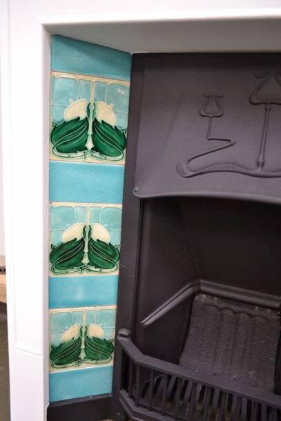 Art Nouveau Tiled Fireplace Painted 4059TC - Oldfireplaces