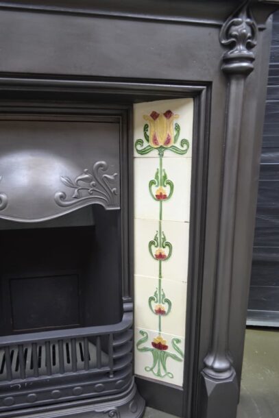 Unique Art Nouveau Tiled Fireplace 4187TC - Oldfireplaces