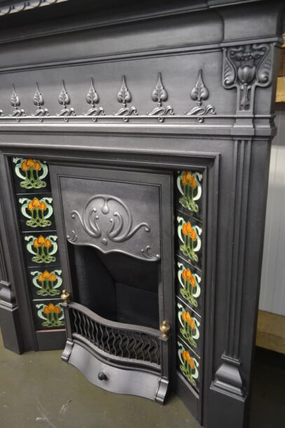 Art Nouveau Tiled Fireplace Combination 4279TC - Oldfireplaces