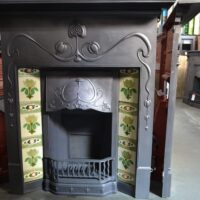 Art Nouveau Tiled Fireplace with Pomegranate Detail - 4336TC