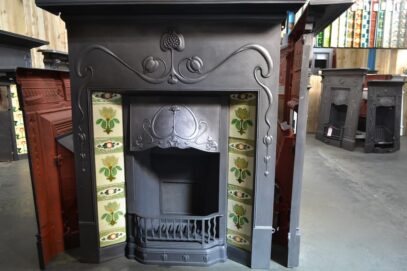 Art Nouveau Tiled Fireplace with Pomegranate Detail - 4336TC