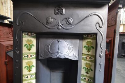 Art Nouveau Tiled Fireplace with Pomegranate Detail - 4336TC