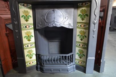 Art Nouveau Tiled Fireplace with Pomegranate Detail - 4336TC