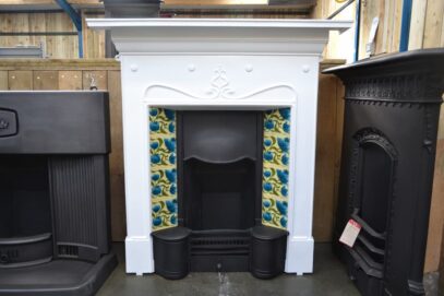 Painted Art Nouveau Tiled Fireplace - 4384TC