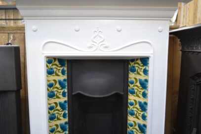 Painted Art Nouveau Tiled Fireplace - 4384TC