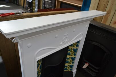 Painted Art Nouveau Tiled Fireplace - 4384TC