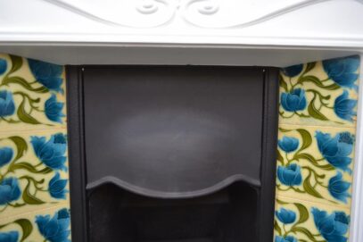 Painted Art Nouveau Tiled Fireplace - 4384TC