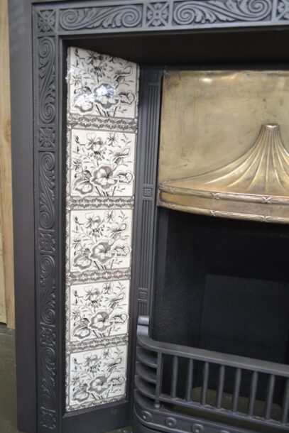 Victorian Tiled Insert Brass Hood 4386TI - Oldfireplaces